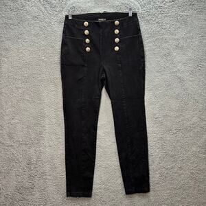 J. McLaughlin Women's Size 10 Black Denim Jeans Nautical Style High Rise Ankle